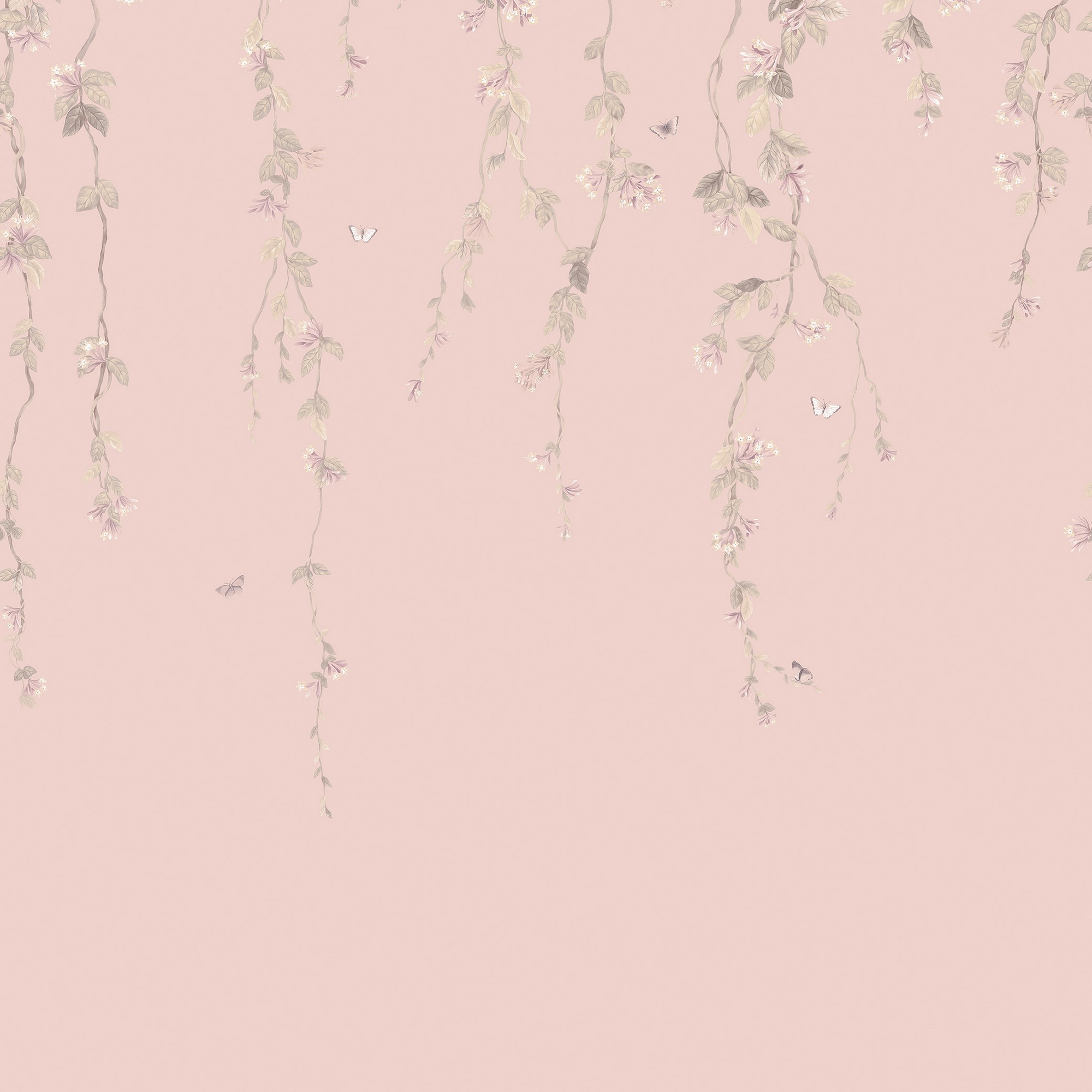 Hummingbirds Flora Wallpaper Panel 1242014 By Cole Son In Stone Rose Quartz